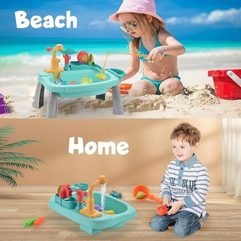 Kids Water Play Table Toy with Accessories Electric Water Flow Fun Learning Activity Toy for Toddlers