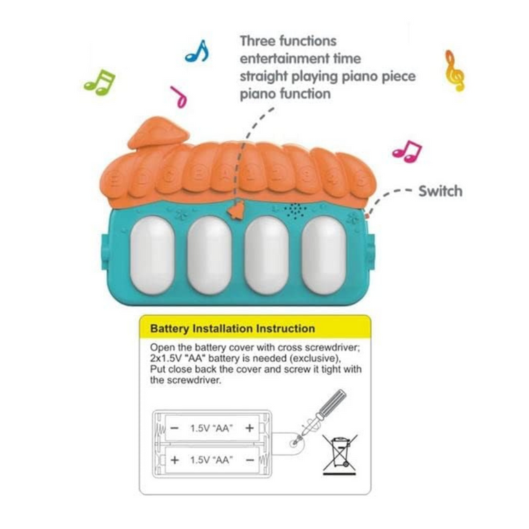 Urban-Musical Keyboard Mat Piano | Baby Gym & Fitness Rack with Hanging Rattles | Lights & Musical Keyboard | Gift for Babies & Kids | Nature Design