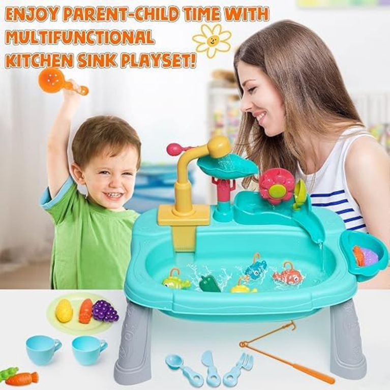 Kids Water Play Table Toy with Accessories Electric Water Flow Fun Learning Activity Toy for Toddlers