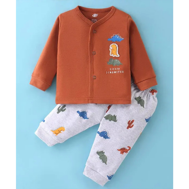 Boys Dinosaur Print Cotton T-shirt and Joggers Set