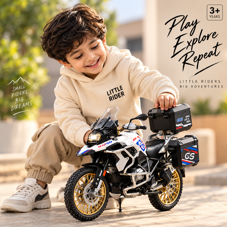 Adventure Motorcycle Die-Cast Metal Toy Bike for Kids