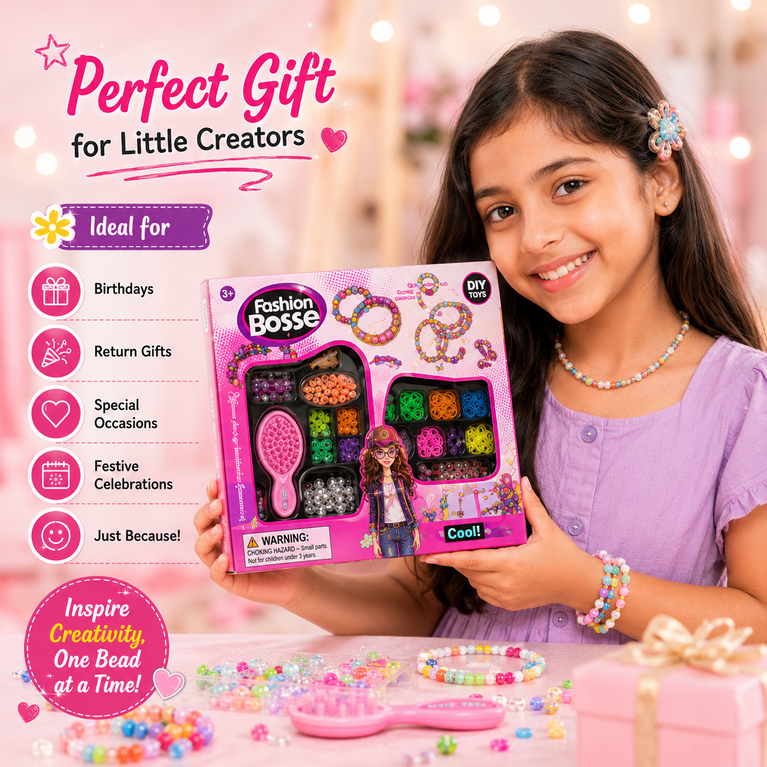 DIY Beads & Bracelet Making Kit for Kids | Fashion Bosse Jewelry Craft Set