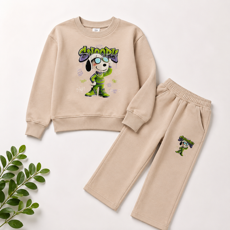Cotton Lycra Co-Ord Clothing Set | Full Sleeve Graphic Sweatshirt & Jogger Pants | Soft Casual Winter Outfit for Boys