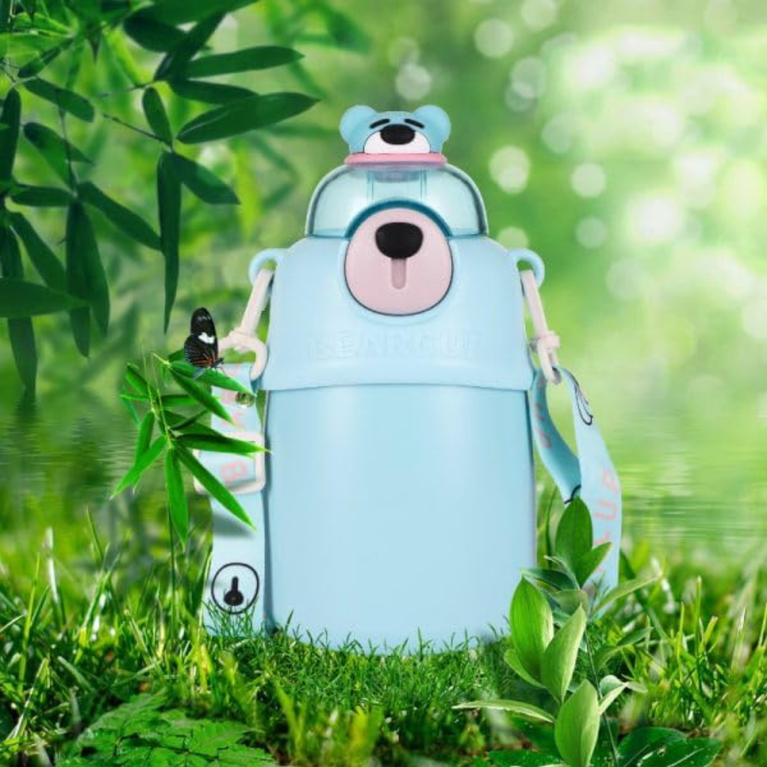 Ninos Kids Hot & Cold Stainless Steel Water Bottles for Kids 700 ml - With Teddy Bear Design