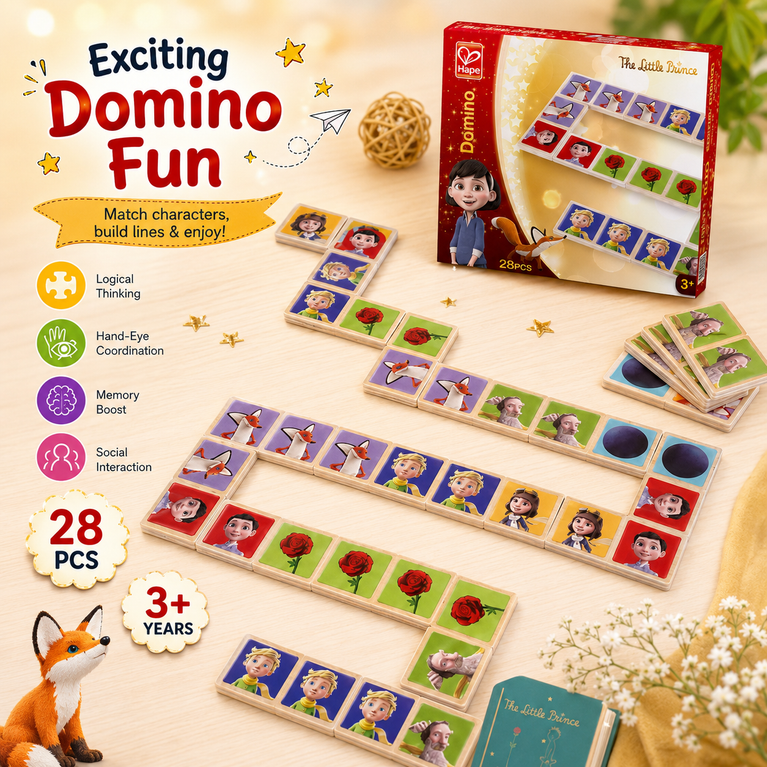 The Little Prince Wooden Domino Matching Game – 28 Pieces Educational Memory & Logic Toy for Kids Age 3+ | Picture Matching Puzzle Board Game