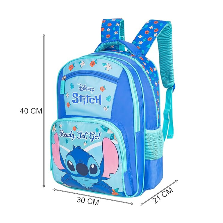 Striders Disney Stitch School Bag 11 Litres 2 Compartment, 2 Front Pocket- Height 14 Inches