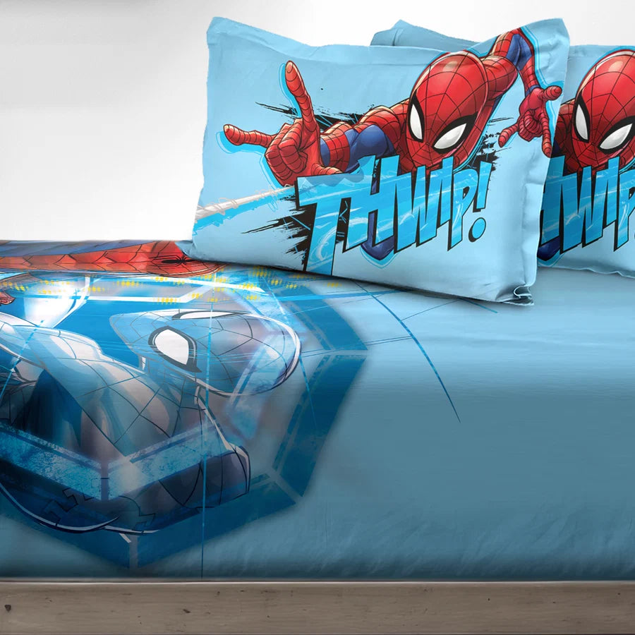 Marvel Spiderman Digital Printed 300TC Cotton Bedsheet (Thwip)
