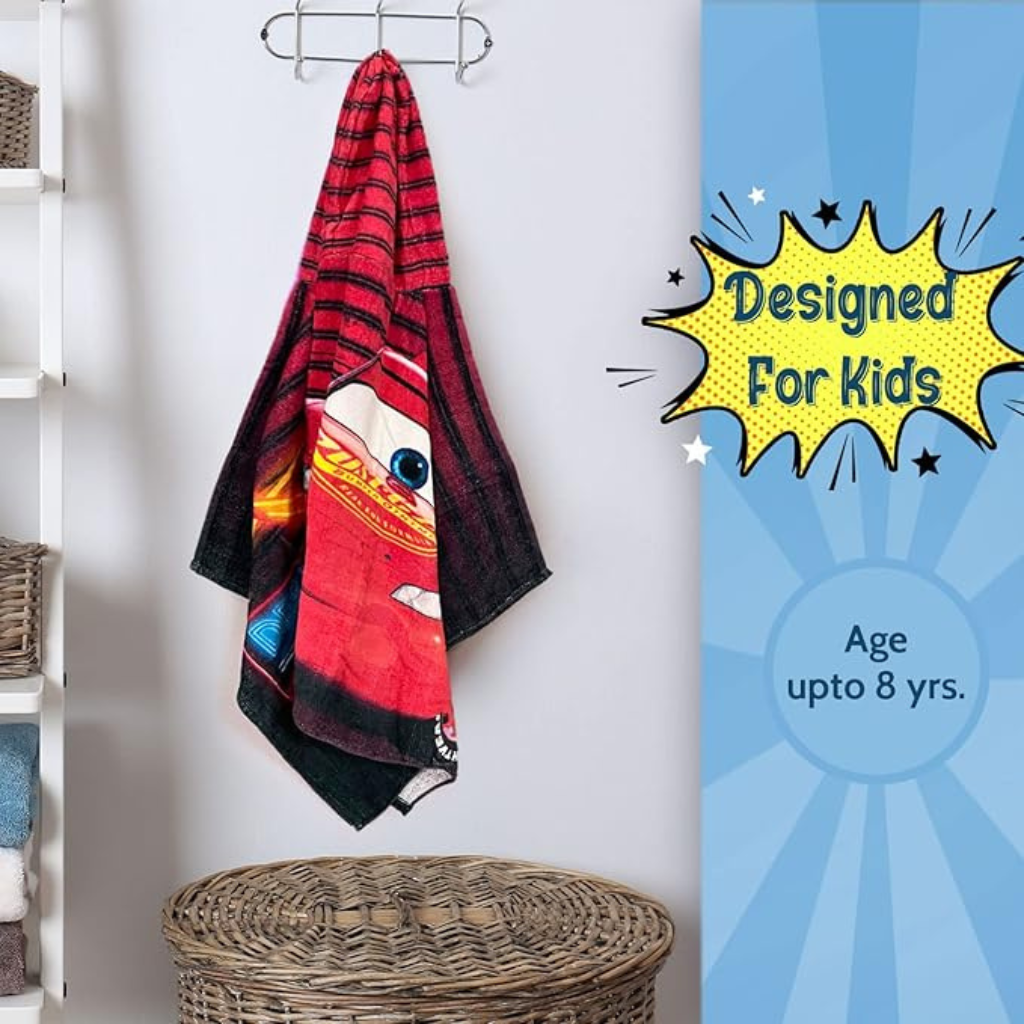 SASSOON Disney Pixar Cars Kids Hooded Poncho Towel in 400 GSM