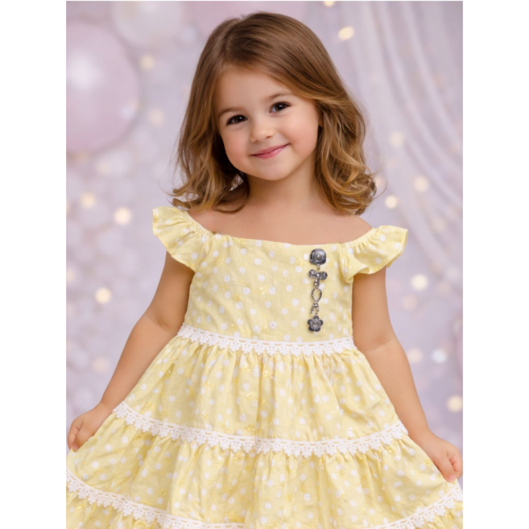 Baby Girls Polka Dot Layered Frock Dress with Ruffle Sleeves | Soft Cotton Party & Casual Wear