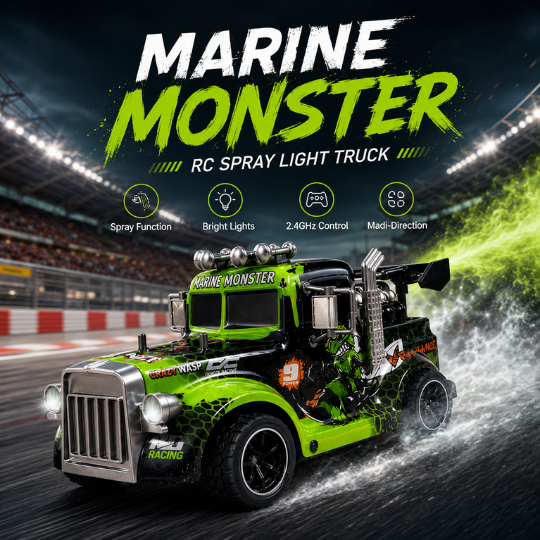 Hornet RC Spray Light Truck with 2.4GHz Remote Control, LED Lights &amp; Mist Spray – Rechargeable Racing Toy for Kids