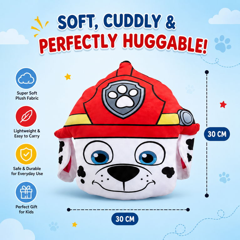 Kids Fire Rescue Puppy Plush Cushion – Soft & Huggable Stuffed Pillow Toy