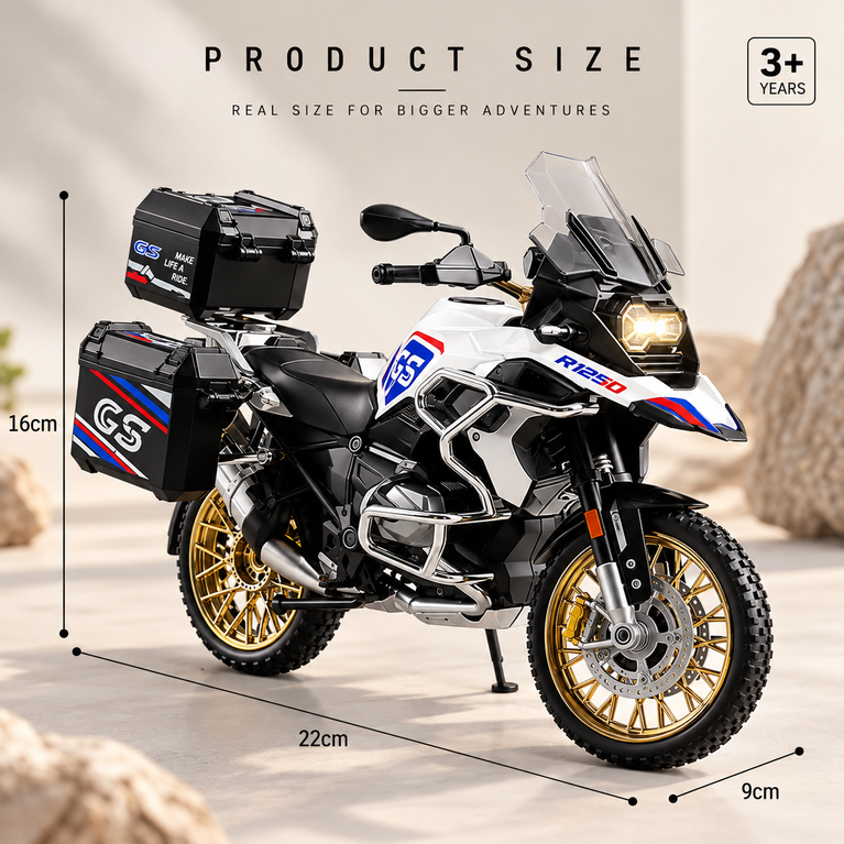 Adventure Motorcycle Die-Cast Metal Toy Bike for Kids