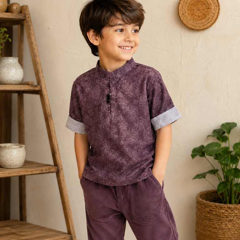 Printed Kurta Style Shirt & Pants Set