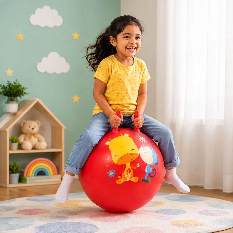 Hopping Ball with Pump for kids (3+ Years) | Inflatable Bouncing Hopper Ball | Indoor & Outdoor Active Play Toy