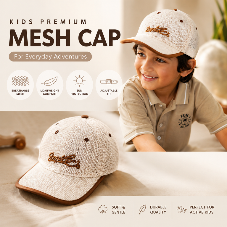 Kids Breathable Mesh Baseball Cap – Lightweight Summer Snapback Hat for Boys & Girls