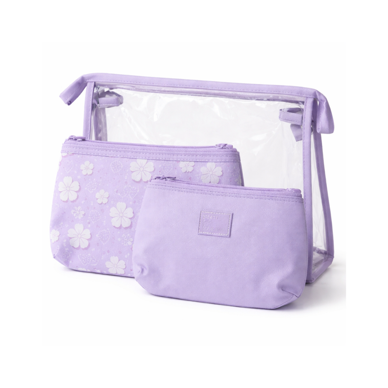 Ninos Worlds 3-in-1 Multipurpose Travel Pouch Set with Transparent Organizer