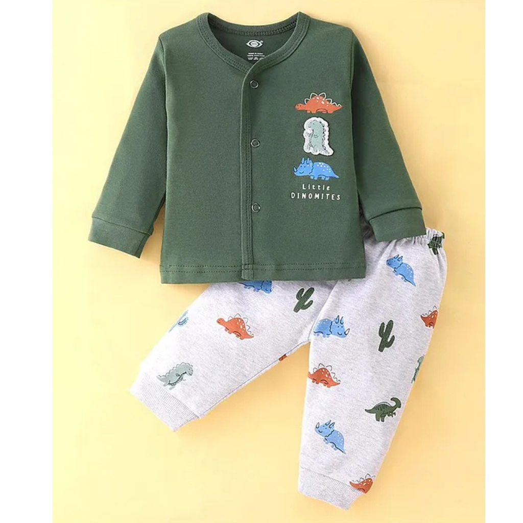 Boys Dinosaur Print Cotton T-shirt and Joggers Set