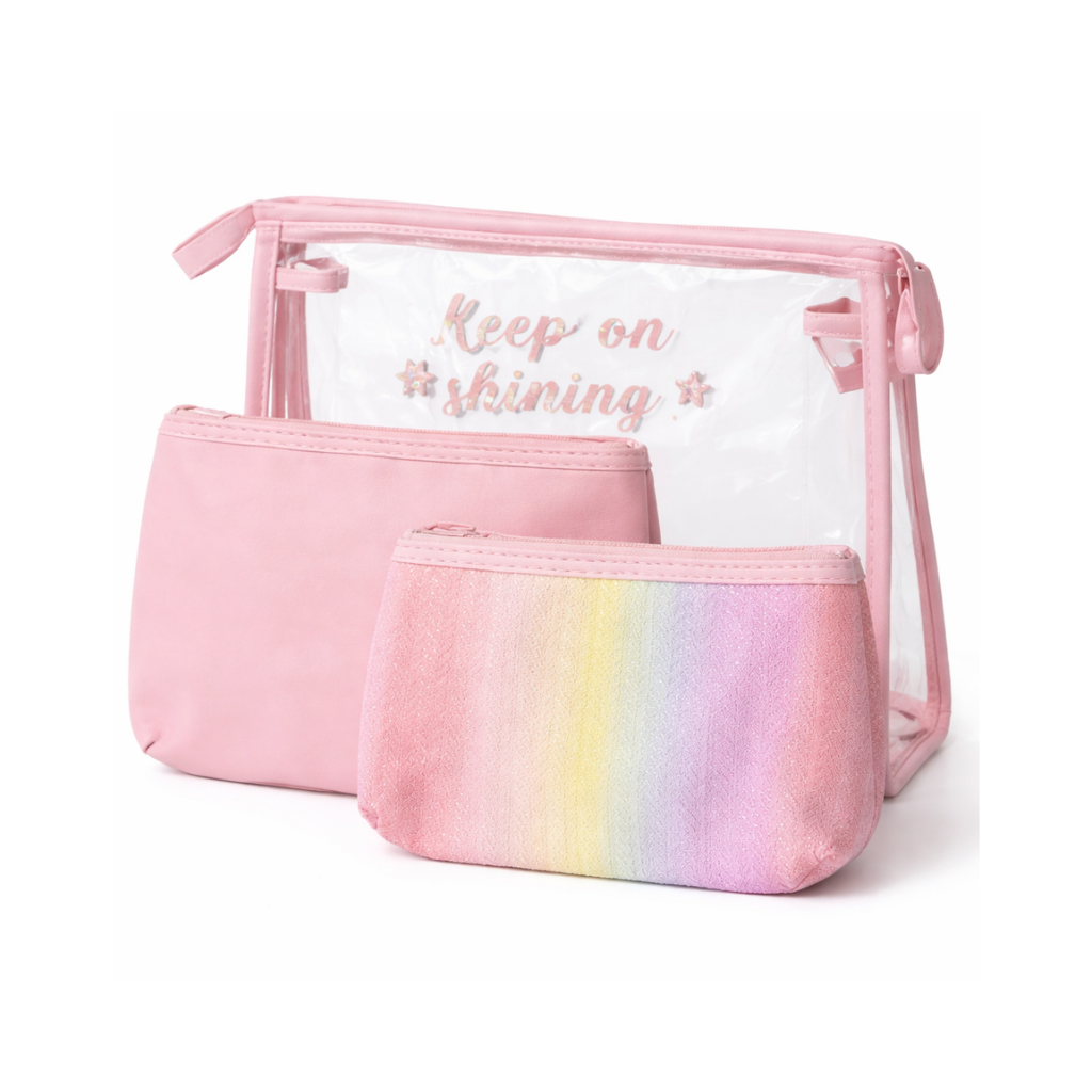 Ninos Worlds 3-in-1 Multipurpose Travel Pouch Set with Transparent Organizer