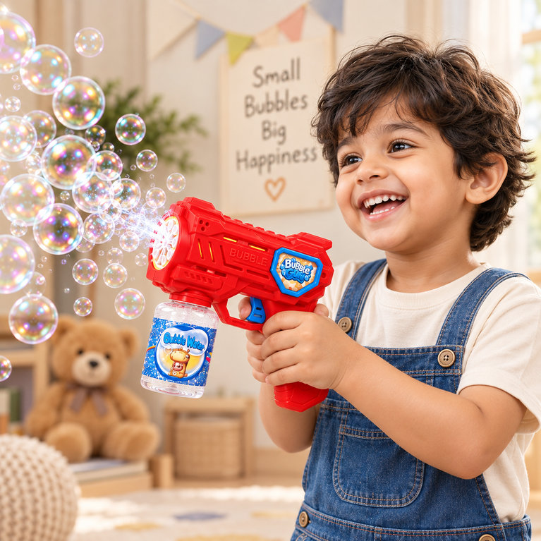 Bubble Gun Toy with Bubble Water | Battery-Operated Bubble Blaster
