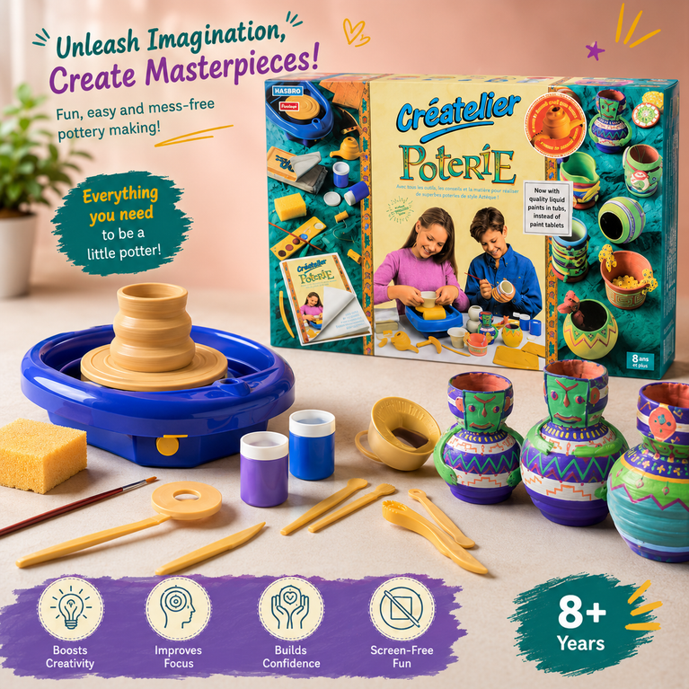 Pottery Wheel Art & Craft Kit for Kids | DIY Pottery Making & Painting Set | Creative Educational Toy (8+ Years)