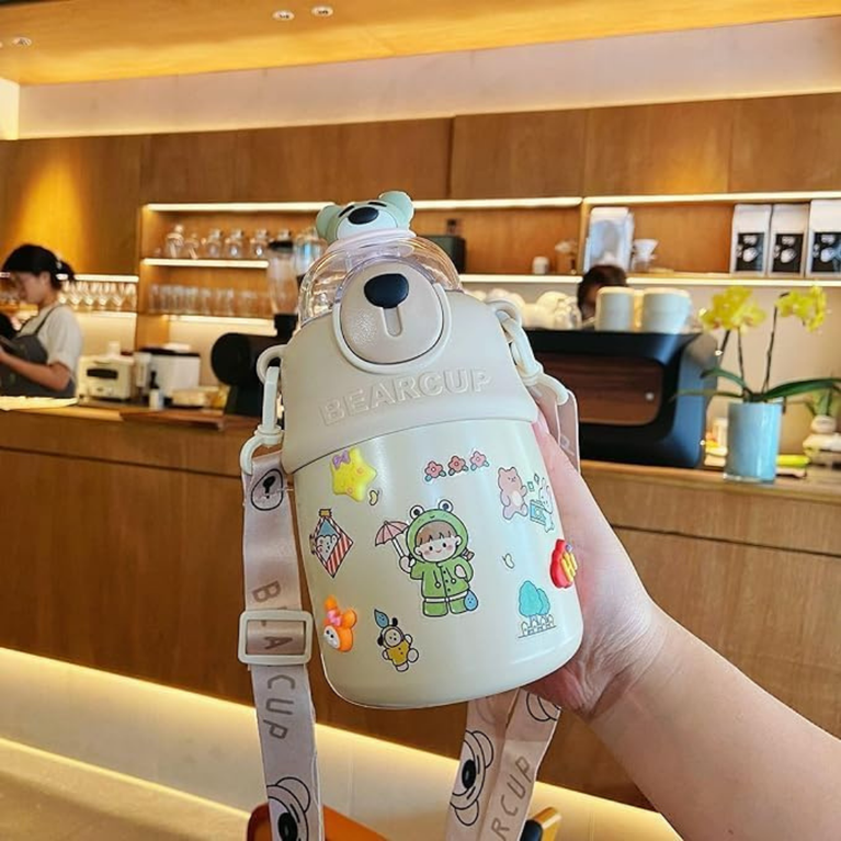 Ninos Kids Hot & Cold Stainless Steel Water Bottles for Kids 700 ml - With Teddy Bear Design