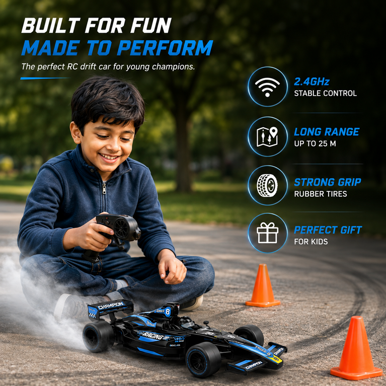 Race Champion 2.4GHz Remote Control Drift Formula Racing Car for Kids | High-Speed RC Car with Drift Tires | Ages 6+