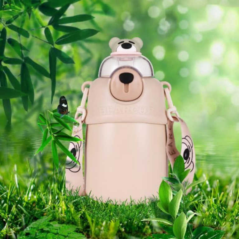 Ninos Kids Hot & Cold Stainless Steel Water Bottles for Kids 700 ml - With Teddy Bear Design