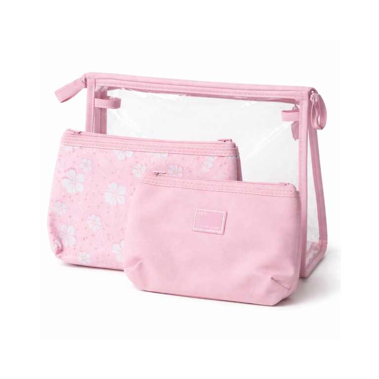 Ninos Worlds 3-in-1 Multipurpose Travel Pouch Set with Transparent Organizer