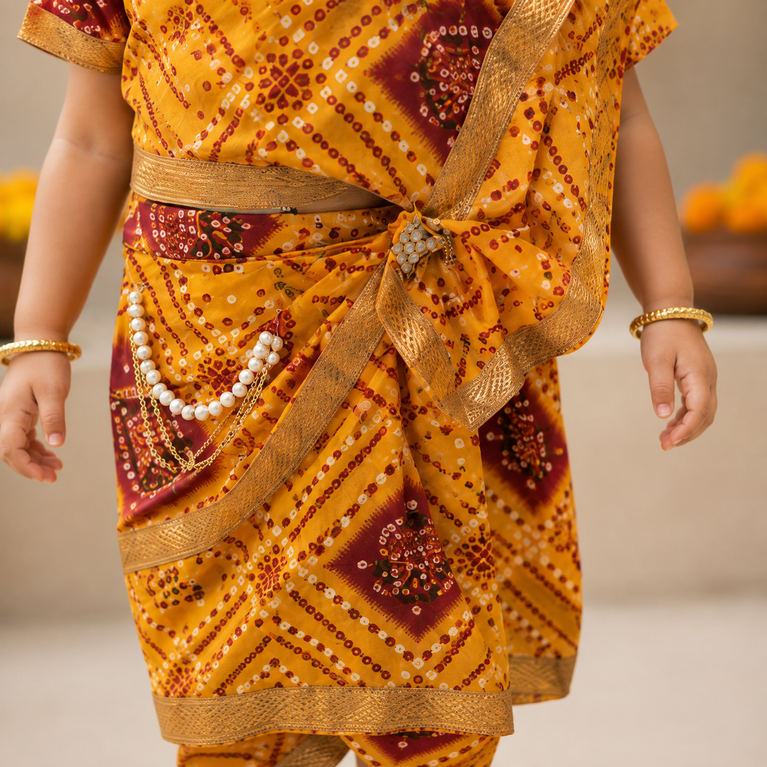 Yellow Bandhani Ethnic Outfit | Festive Traditional Wear Radha Dess