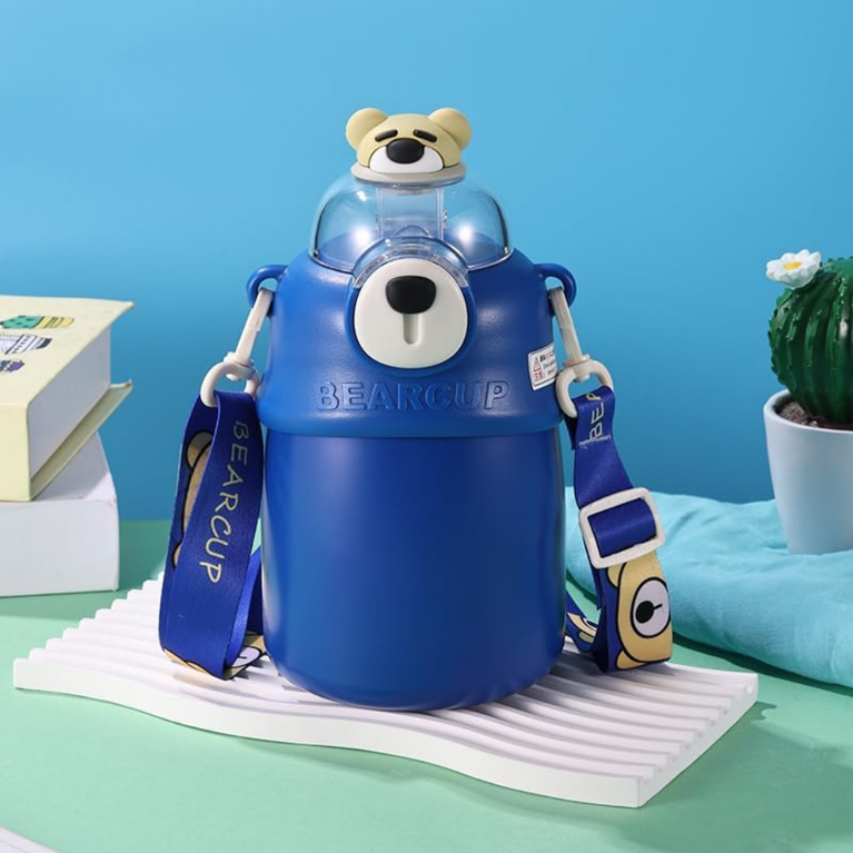 Ninos Kids Hot & Cold Stainless Steel Water Bottles for Kids 700 ml - With Teddy Bear Design