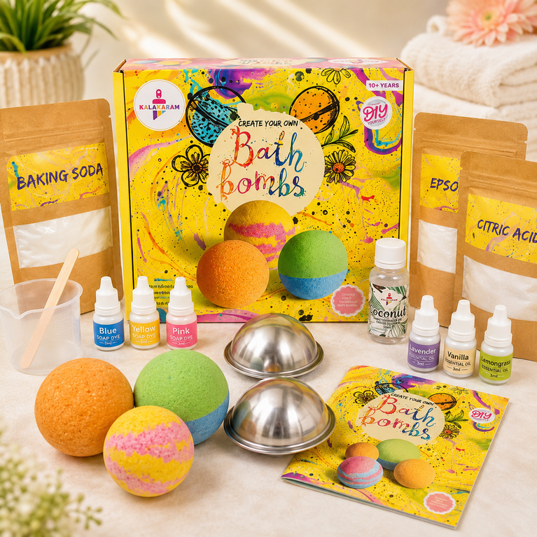 KALAKARAM DIY Bath Bomb Making Kit for Kids | Creative STEM Activity &amp; Craft Kit