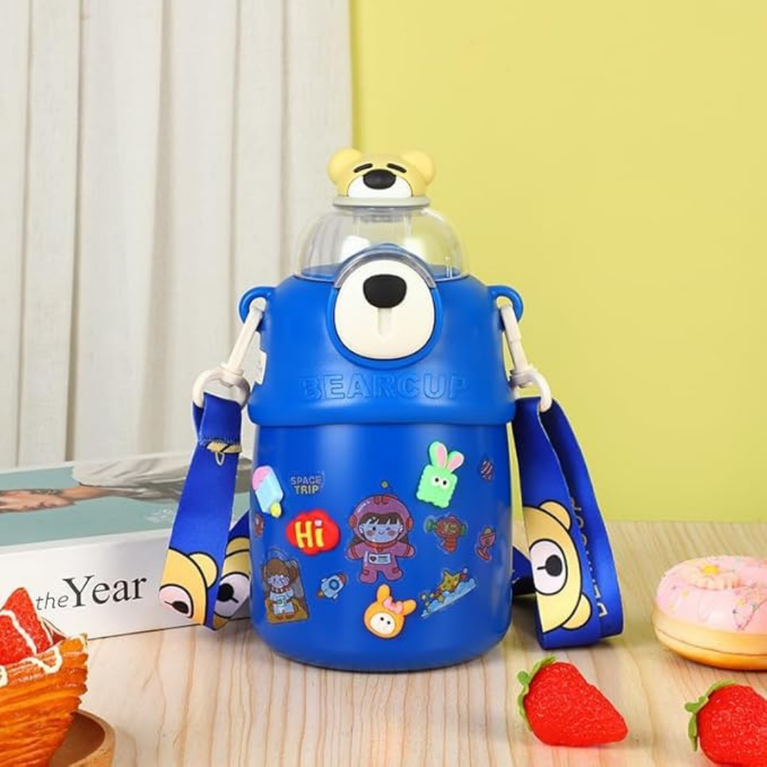 Ninos Kids Hot & Cold Stainless Steel Water Bottles for Kids 700 ml - With Teddy Bear Design