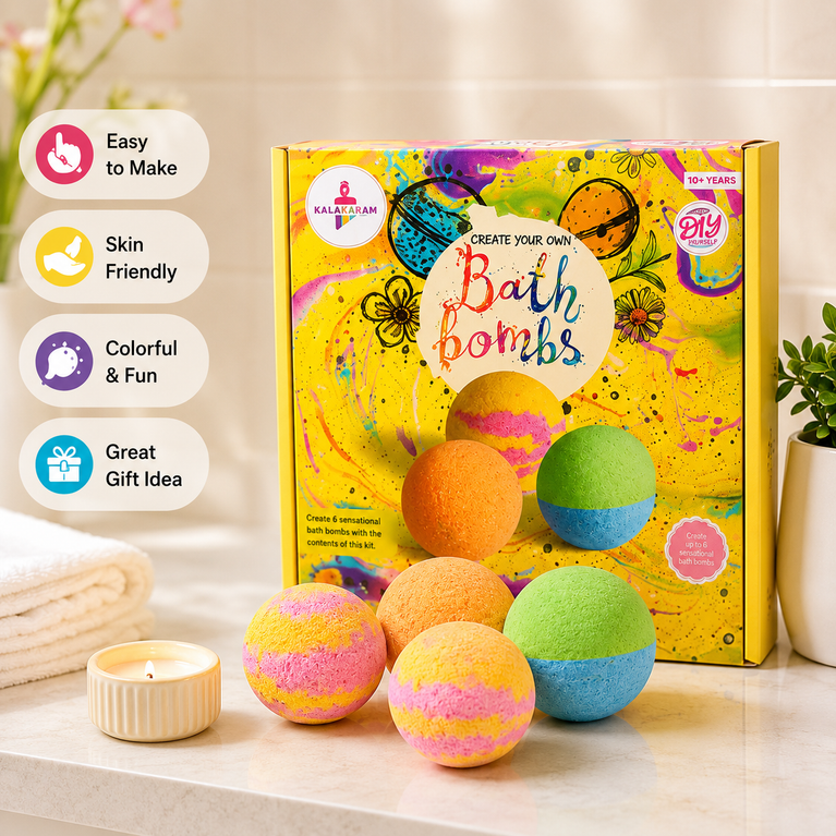 KALAKARAM DIY Bath Bomb Making Kit for Kids | Creative STEM Activity &amp; Craft Kit