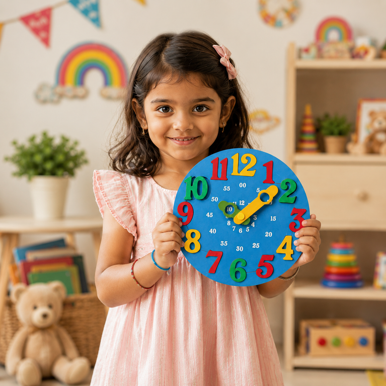 Kids Learning Clock Toy with Movable Hands | Educational Time Teaching Clock for Preschool & Montessori Learning