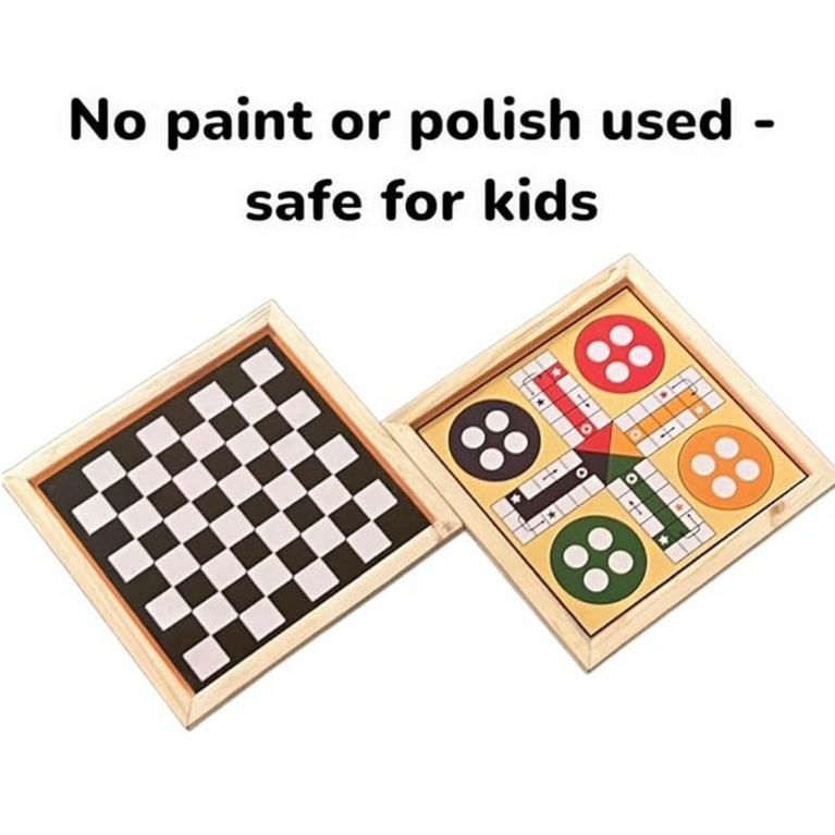 Awals 2-in-1 Wooden Ludo & Snakes & Ladders Board Game | Premium Reversible Family Game Set for Kids & Adults