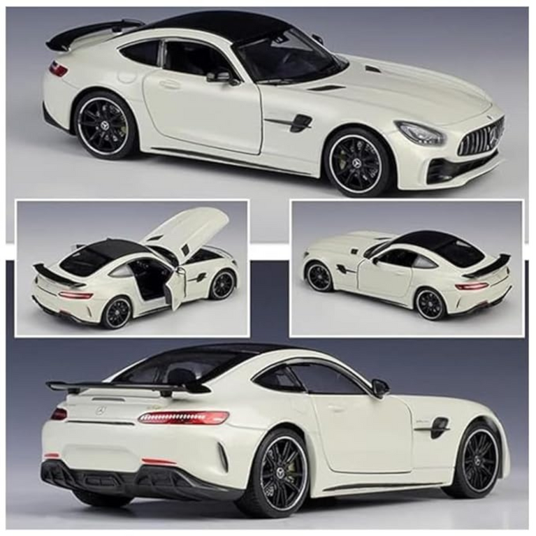 Nino's Die-Cast Mercedes Benz GTR Toy Car with Pull Back Action, Lights & Sound (White/Black)