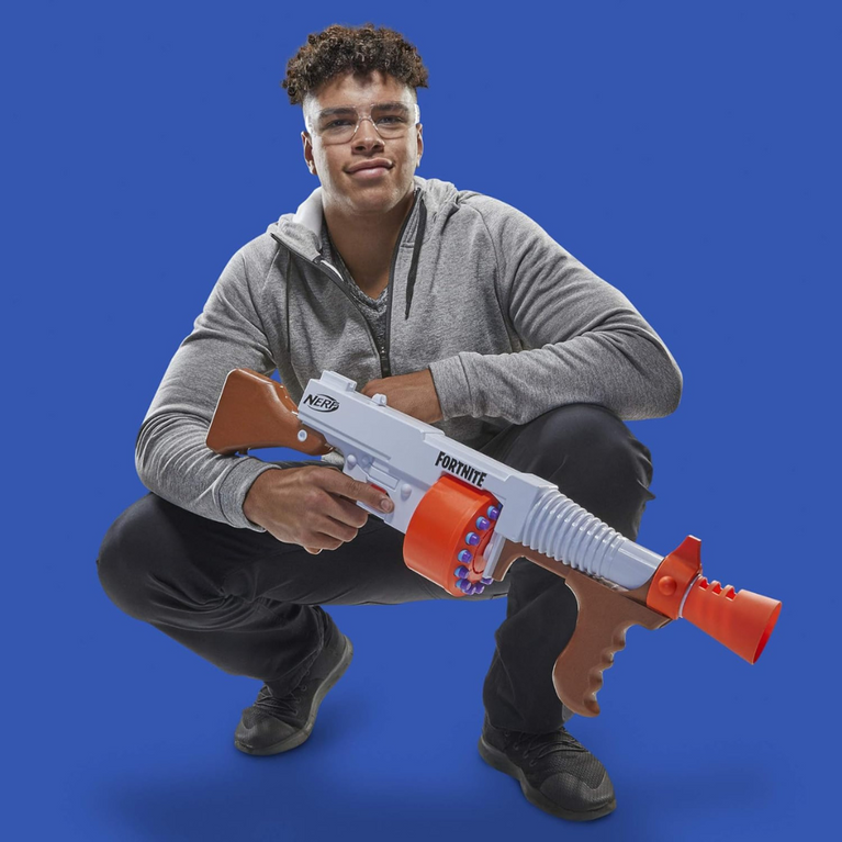 Nerf Fortnite DG Dart Blaster with 15-Dart Rotating Drum & Pump Action