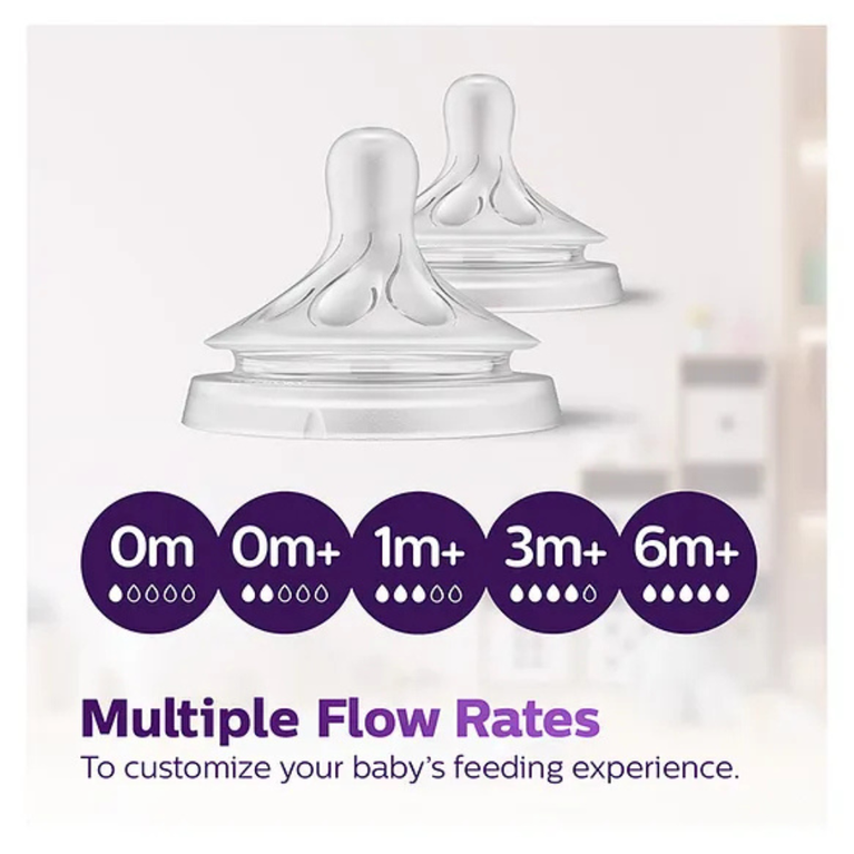 Philips Avent- Blue Natural Baby Feeding Bottle ,Uniquely Designed Nipple releases milk only when baby drinks | Pack of 1 | Pink, (SCY903/11)