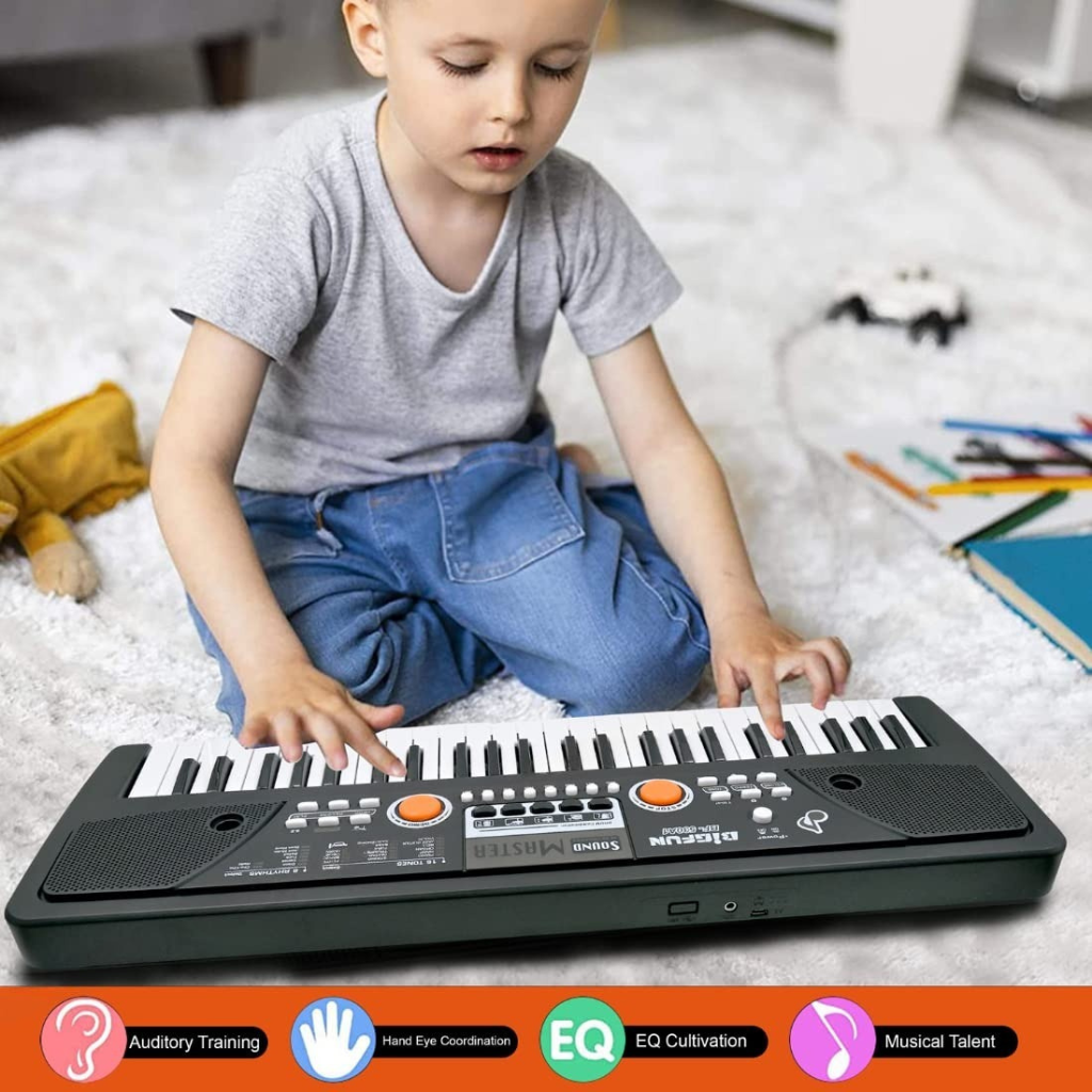 NINOS 49-Key Digital Piano Keyboard with Microphone – Portable Electronic Organ