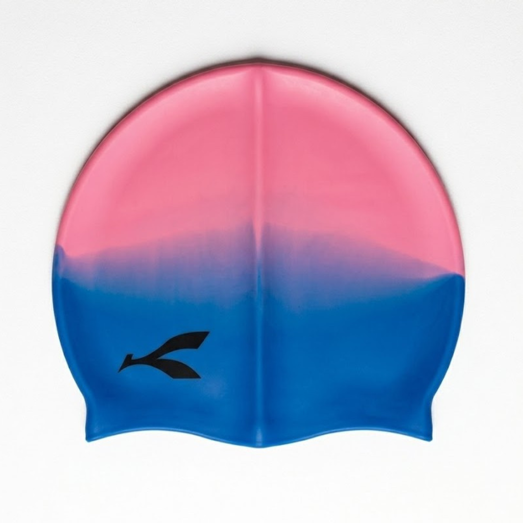 Kids Dual Tone Silicone Swimming Cap for Kids & Adults Stretchable Waterproof Swim Cap