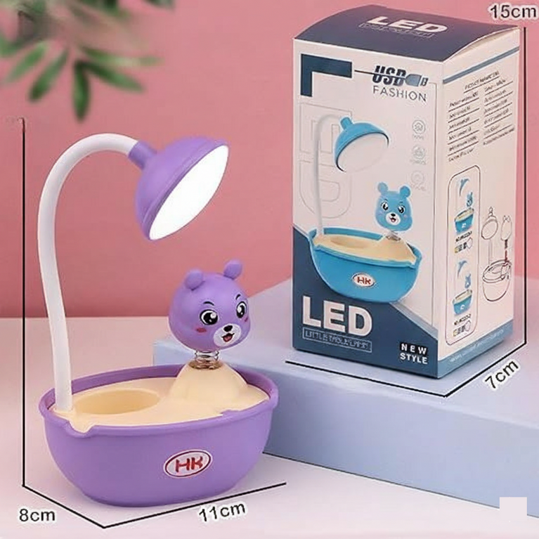 Nino's World Cute Bear LED Desk Lamp – Purple, 15 cm