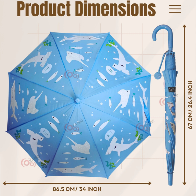 Ninos Kids Printed Umbrella Ocean Theme Shark Design