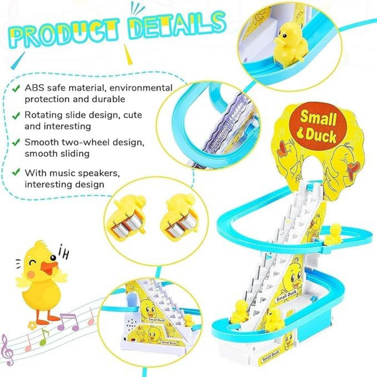 Nino's Duck Track Toy with Lights & Music – Stair Climbing Escalator Playset with 3 Ducks