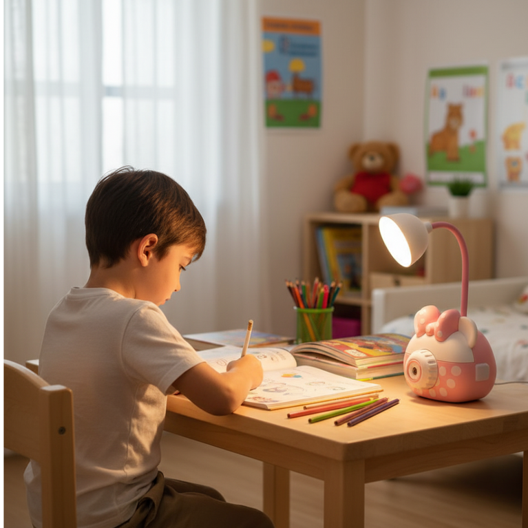 Nino's World Kids LED Study Lamp – Pink Polka Dot Bow Design
