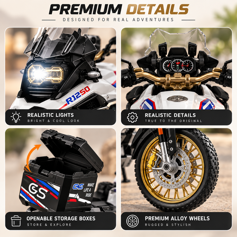Adventure Motorcycle Die-Cast Metal Toy Bike for Kids