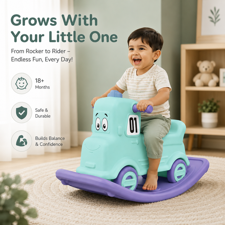 2-in-1 Rocking Ride-On Car for Toddlers – Convertible Baby Rider & Rocker Toy with Anti-Slip Base, Easy-Grip Handles and Smooth Wheels