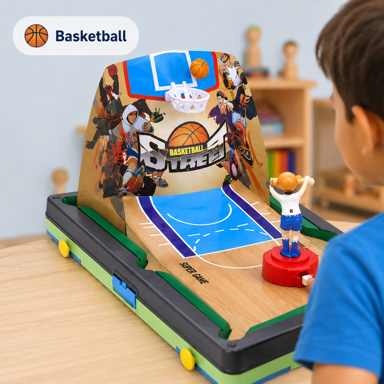 7-in-1 Tabletop Game Set for Kids | Mini Pool, Basketball, Football, Bowling, Golf, Air Hockey & Curling | Portable Indoor Family Board Game