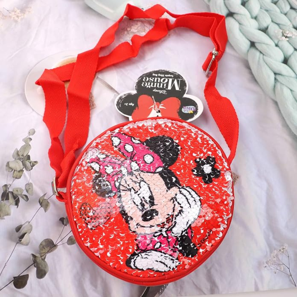 Red Sequin Character Sling Bag for Kids | Cute Round Crossbody Bag