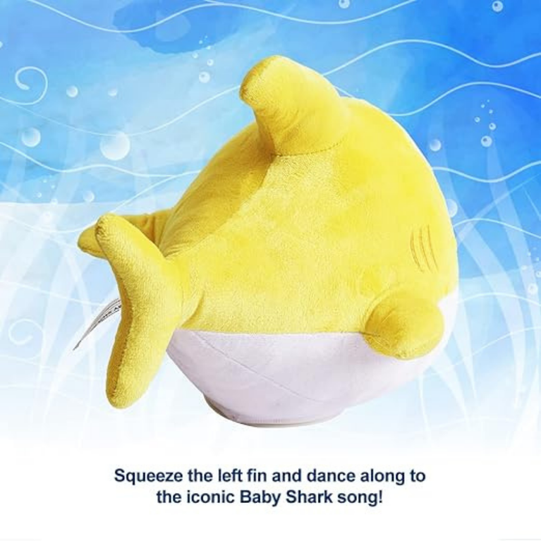 Baby Shark Plush Dance Along with Plush Toy for Kids 1 Year and Above (Yellow)