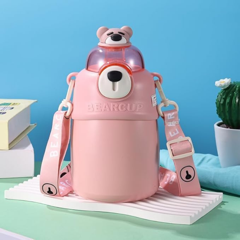 Ninos Kids Hot & Cold Stainless Steel Water Bottles for Kids 700 ml - With Teddy Bear Design